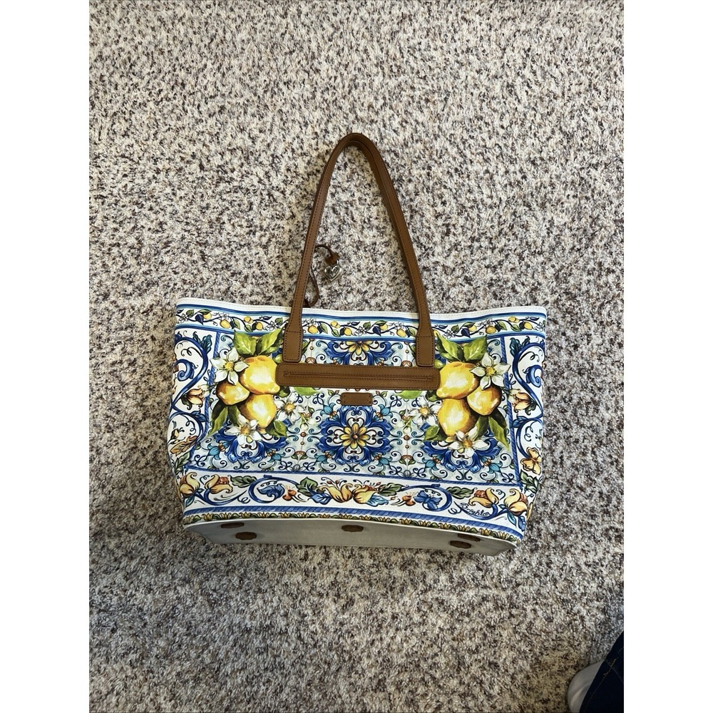 Brighton Bella Limone Pia  Coated Leather Tote 2 Handles Multicolor F528623